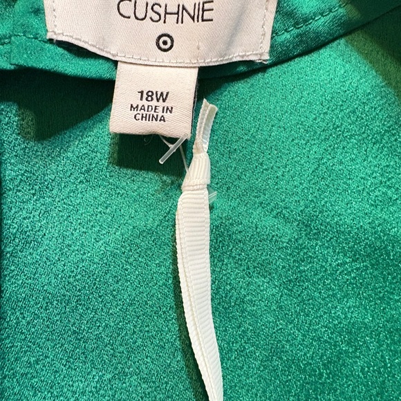 Cushnie Asymmetrical Long Sleeve Tie Front Wrap Style Green Dress 18W Elegant - Picture 6 of 7